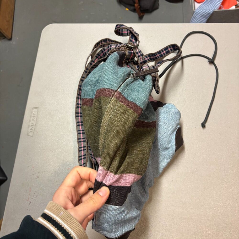 Epice Paris Striped Linen Drawstring Backpack - Picture 4 of 14